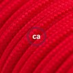 XZ3RM09 Textielkabel glanzend viscose rood 3 x 0,75