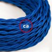 XZ3TM12 Textielkabel glanzend viscose blauw 3 x 0,75