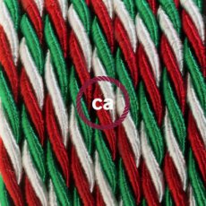 Textielkabel glanzend viscose groen/wit/rood 3 x 0,75