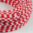 XZ3RP09 Textielkabel glanzend viscose rood/wit jacquard 3 x 0,75