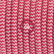 XZ3RZ09 Textielkabel glanzend viscose rood/wit 3 x 0,75