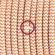 Textielkabel glanzend viscose oranje/wit 3 x 0,75