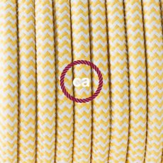 Textielkabel glanzend viscose geel/wit 3 x 0,75