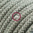 XZ3RD72 Textielkabel zigzag motief decoratie in grof linnen en groen tijm katoen 3 x 0,75