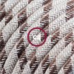 XZ3RD53 Textielkabel strepen motief decoratie in grof linnen en bruine bast katoen 3 x 0,75