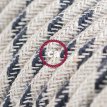 XZ3RD54 Textielkabel strepen motief decoratie in grof linnen en antraciet katoen 3 x 0,75