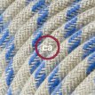 XZ3RD55 Textielkabel Steward blauw strepen katoen en natuurlijk linnen 3 x 0,75