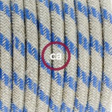 Textielkabel Steward blauw strepen katoen en natuurlijk linnen 3 x 0,75
