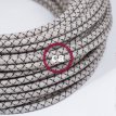 XZ3RD64 Textielkabel diamant motief decoratie in grof linnen en antraciet katoen 3 x 0,75