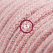 XZ3RD71 Textielkabel zigzag motief in grof linnen en oud roze katoen 3 x 0,75