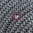 XZ3RD74 Textielkabel zigzag motief in grof linnen en antraciet katoen 3 x 0,75