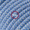 XZ3RD75 Textielkabel Steward blauw zigzag katoen en natuurlijk linnen 3 x 0,75