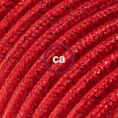XZ3RL09 Textielkabel glanzend viscose met glinsters rood 3 x 0,75