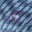 XZ3RP25 Textielkabel mat katoen steengrijs/oceaanblauw jacquard 3 x 0,75