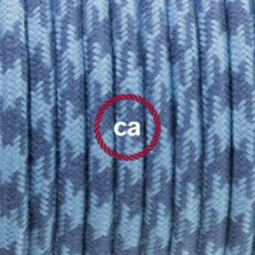 Textielkabel mat katoen steengrijs/oceaanblauw jacquard 3 x 0,75