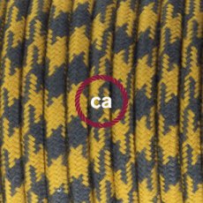 Textielkabel mat katoen honinggeel/antraciet jacquard 3 x 0,75
