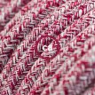 XZ3RS83 Textielkabelbordeaux rood in grof linnen afgewerkt met glitter en rood katoen 3 x 0,75