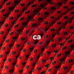 XZ3RT94 Textielkabel glanzend viscose duivels rood 3 x 0,75