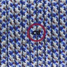 XZ3RX03 Textielkabel glanzend viscose met pixel motief turquoise 3 x 0,75