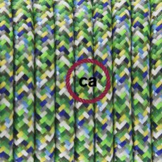 XZ3RX05 Textielkabel glanzend viscose met pixel motief groen 3 x 0,75