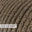 XZ15RN04 opbouw textielkabel 3x1,5 rond bruin