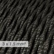 XZ15TN03 opbouw Textielkabel natuurlijk linnen - antraciet 3 x 1,5